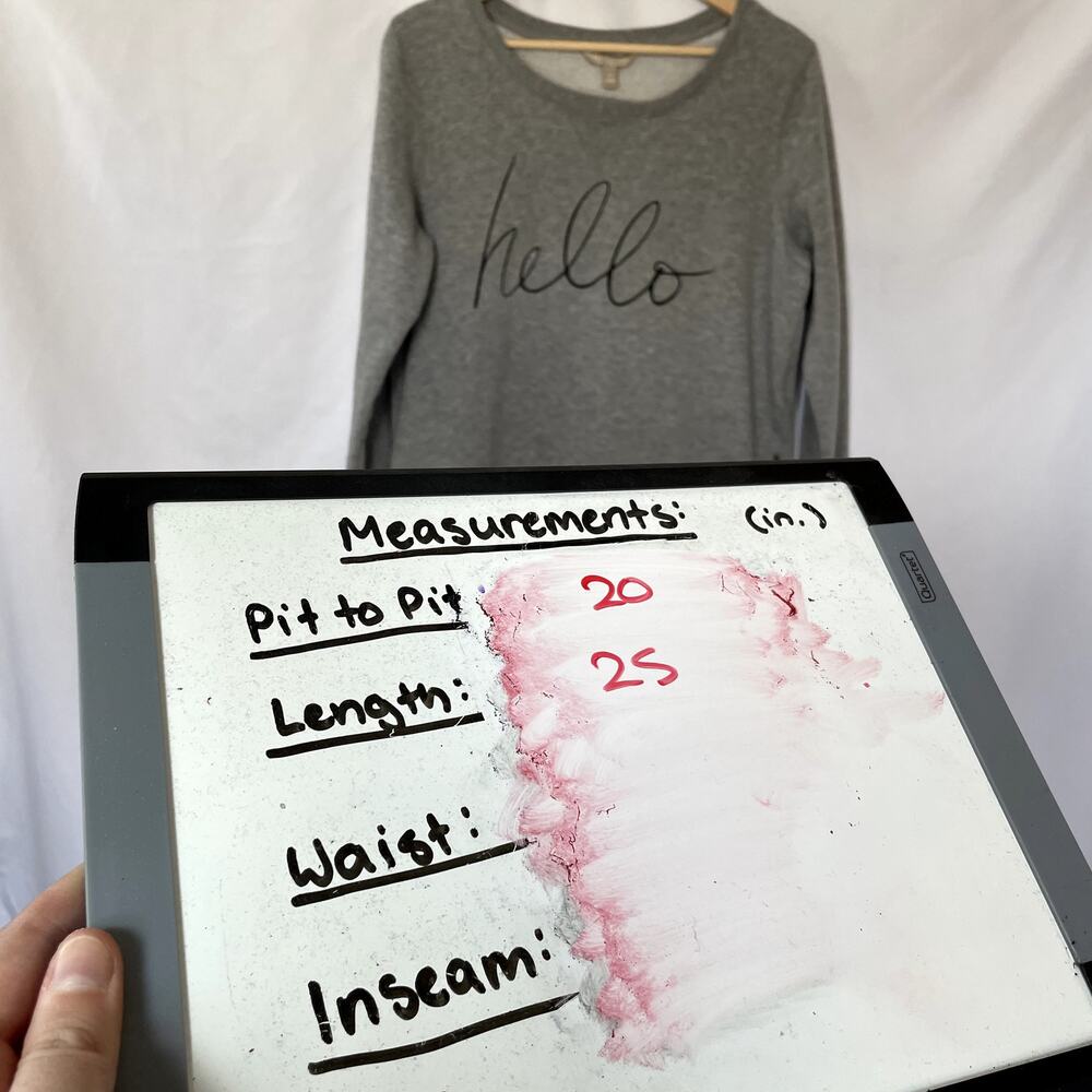 Banana Republic oversized gray crewneck sweater hello fleece pullover women's M - Picture 6 of 7